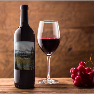 Étiquette Pour Bouteilles De Vin Paysage pittoresque du Mont Rainier Personnalisé