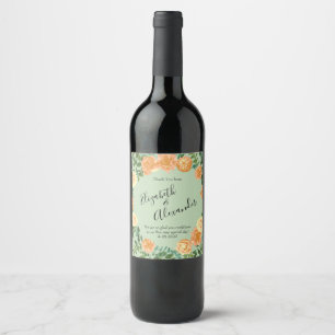 Étiquette Pour Bouteilles De Vin Peach Green Mariage Spring Pastel