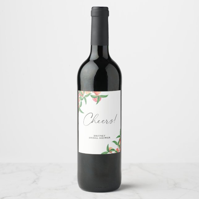 Étiquette Pour Bouteilles De Vin Peaches - douche nuptiale Cheveux! (Devant)