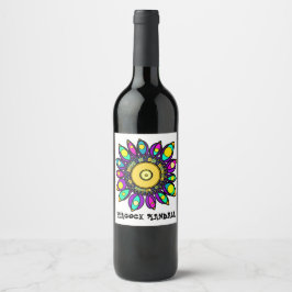 ÉTIQUETTE POUR BOUTEILLES DE VIN PEACOCK MANDALA