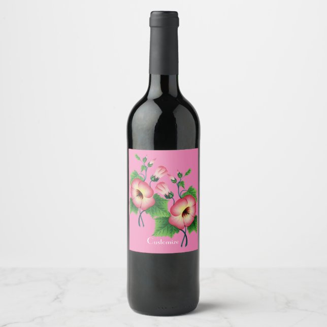 Étiquette Pour Bouteilles De Vin Pearly Pink Flowers Thunder_Cove (Devant)