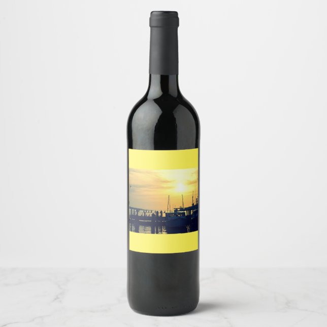 Étiquette Pour Bouteilles De Vin Pêche Étiquette Vin Quai (Devant)