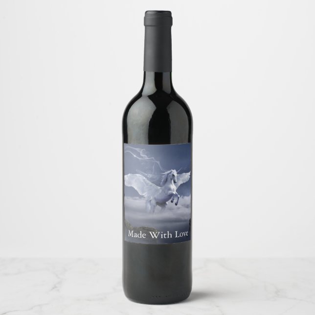 Étiquette Pour Bouteilles De Vin Pegasus en vol (Devant)