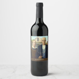 Étiquette Pour Bouteilles De Vin Peinture à l'huile gothique américaine