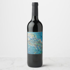 Étiquette Pour Bouteilles De Vin peinture de méduse