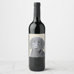 Étiquette Pour Bouteilles De Vin Peinture Retriever à revêtement plat - Art Chien o