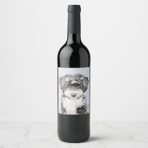 Étiquette Pour Bouteilles De Vin Peinture Tibétaine Terrier - Cute Original Chien A