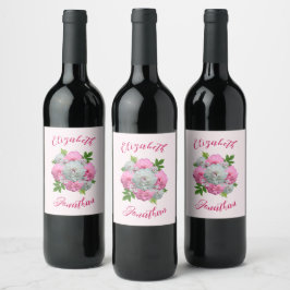 Étiquette Pour Bouteilles De Vin Peony Bouquet Mariage