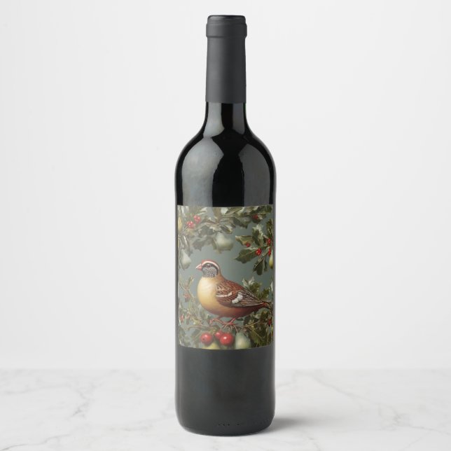 Étiquette Pour Bouteilles De Vin Perdrix dans un poirier (Devant)