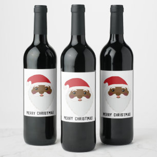 Étiquette Pour Bouteilles De Vin Père Noël afro-américaine