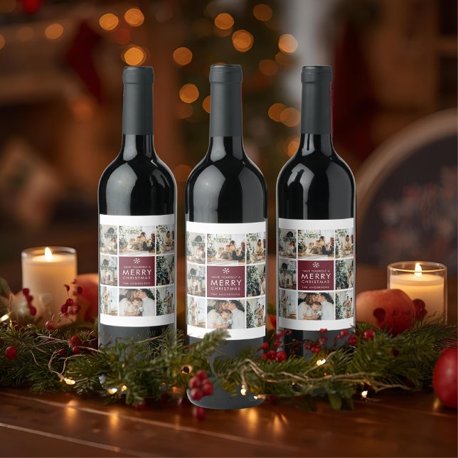 Étiquette Pour Bouteilles De Vin Personalized Christmas Photo  (Créateur téléchargé)