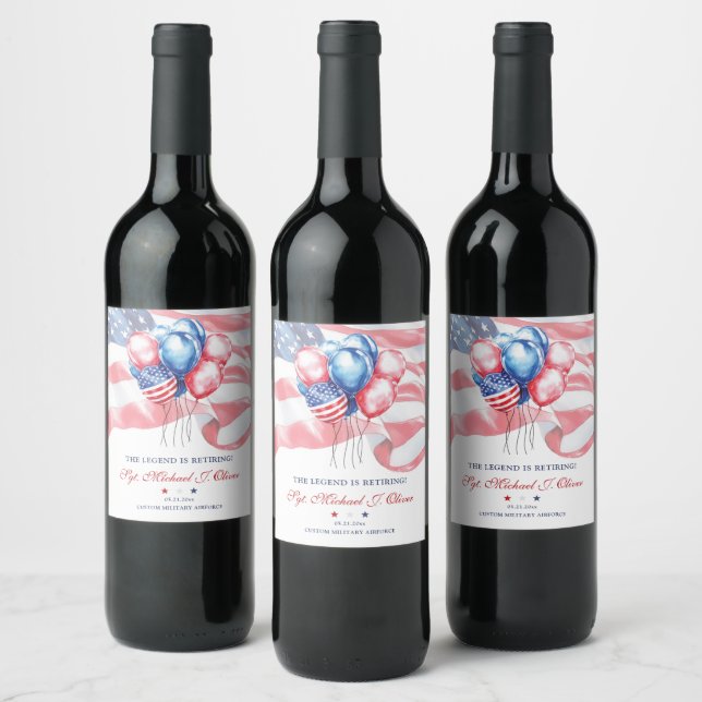 Étiquette Pour Bouteilles De Vin Personalized U.S. Military Retirement (Bouteilles)