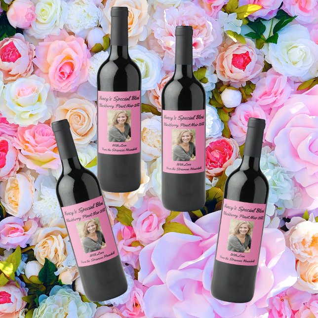 Étiquette Pour Bouteilles De Vin Personnalisé Causal Pink Friend Party Vin Étiquett (Wine Labels to show how much you care)
