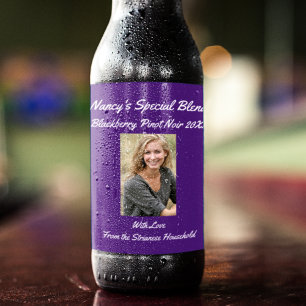Étiquette Pour Bouteilles De Vin Personnalisé Causal Purple Friend Party Vin Étique