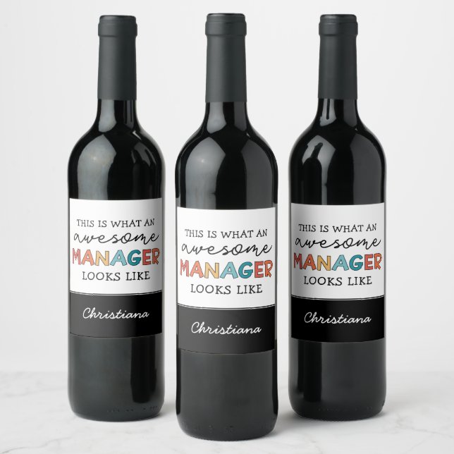 Étiquette Pour Bouteilles De Vin Personnalisé Retro Awesome Manager Drôle (Bouteilles)