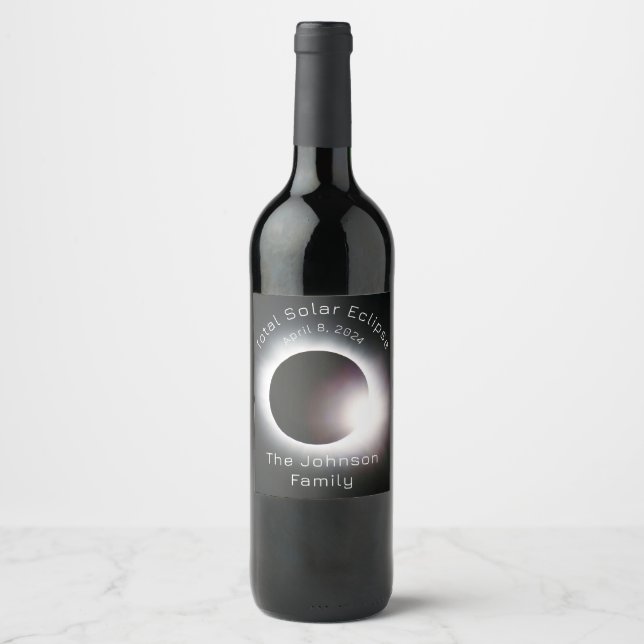 Étiquette Pour Bouteilles De Vin Personnaliser Total éclipse solaire 2024 (Devant)