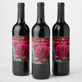 Étiquette Pour Bouteilles De Vin Personnalisez Red Roses Verdure à maman avec amour