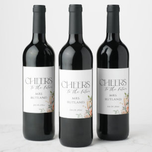 Étiquette Pour Bouteilles De Vin Pétales Et Fête des mariées De Poursuites