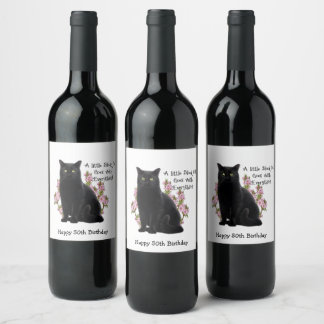 ÉTIQUETTE POUR BOUTEILLES DE VIN PETIT CHAT NOIR