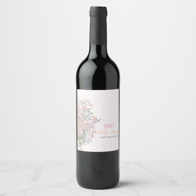 Étiquette Pour Bouteilles De Vin Petit fleur sauvage en fleurs (Devant)