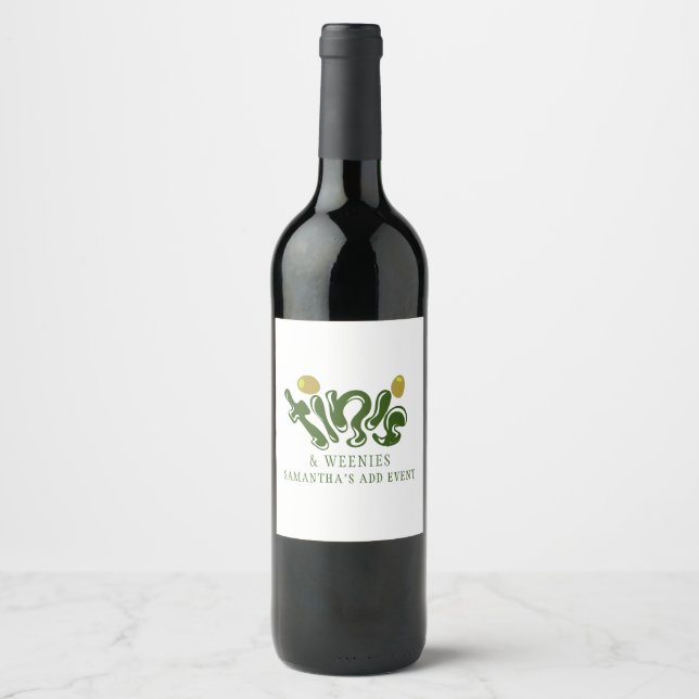 Étiquette Pour Bouteilles De Vin Petits pois verts et Tinis Fête d'anniversaire Mar (Devant)
