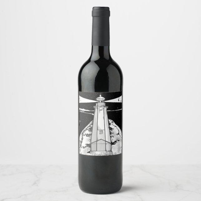 Étiquette Pour Bouteilles De Vin Phare de Boulder Bank (Devant)