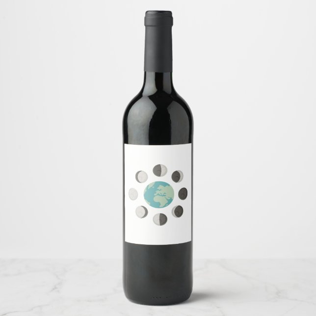 Étiquette Pour Bouteilles De Vin Phases de lune (Devant)