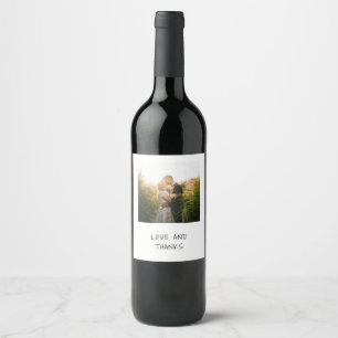 Étiquette Pour Bouteilles De Vin Photo Amour et Remerciements Mariage Écriture Manu