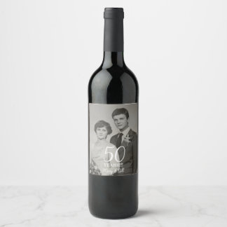 Étiquette Pour Bouteilles De Vin photo anniversaire de mariage personnalisée modern