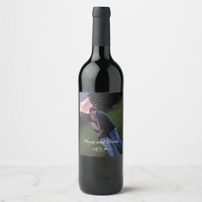 Étiquette Pour Bouteilles De Vin Photo avec Monogramme (Devant)