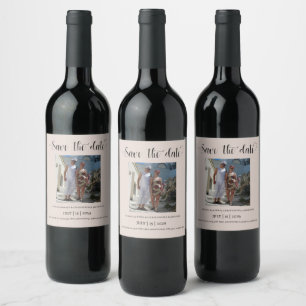 Étiquette Pour Bouteilles De Vin Photo Beige Couple Save the date
