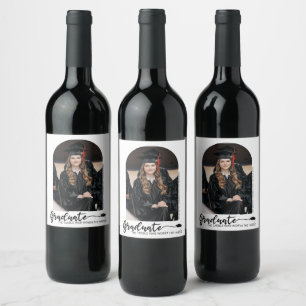 Étiquette Pour Bouteilles De Vin Photo de remise de diplôme moderne arqué