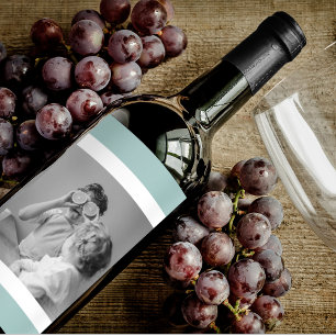 Étiquette Pour Bouteilles De Vin Photo Famille Moderne Mint Simple Lovely Cadeau