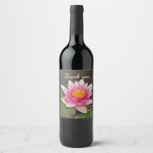 Étiquette Pour Bouteilles De Vin Photo florale de nénuphar d'appréciation de Merc