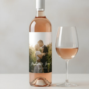 Étiquette Pour Bouteilles De Vin Photo Mariage de script simple