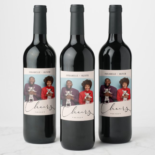 Étiquette Pour Bouteilles De Vin Photo Mariage moderne (Bouteilles)