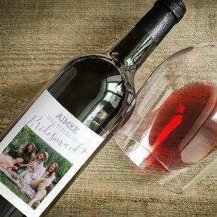 Étiquette Pour Bouteilles De Vin Photo minimaliste moderne   Seras-Tu Ma Servante D