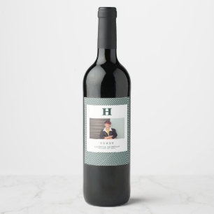 Étiquette Pour Bouteilles De Vin photo monogramme moderne initial vert