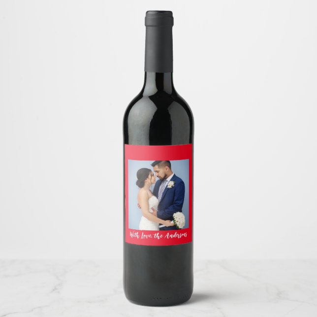Étiquette Pour Bouteilles De Vin Photo personnalisé avec amour  (Devant)