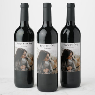Étiquette Pour Bouteilles De Vin Photo personnalisée Joyeux cadeau d'anniversaire /
