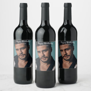 Étiquette Pour Bouteilles De Vin Photo personnalisée Joyeux cadeau d'anniversaire /