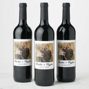 Étiquette Pour Bouteilles De Vin Photo personnalisée sur mesure Faire-part de fianç