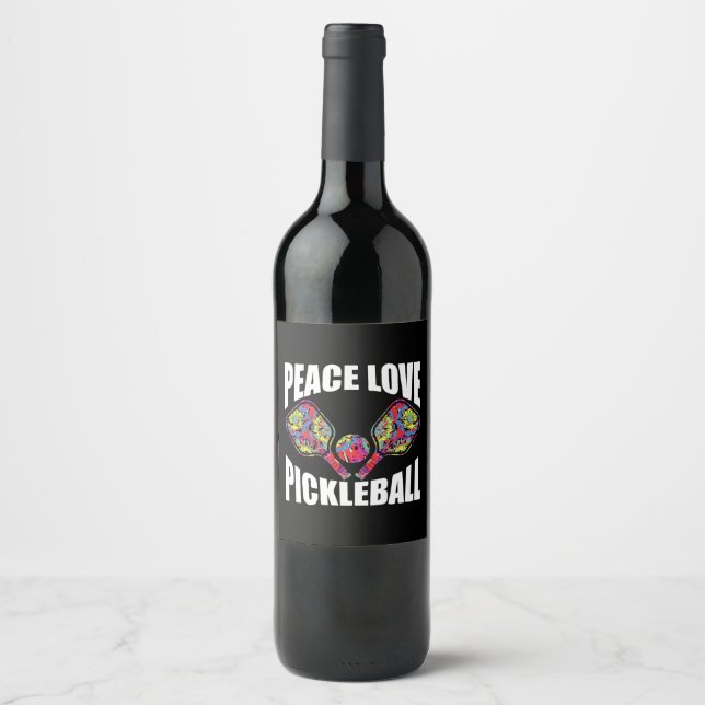 Étiquette Pour Bouteilles De Vin Pickleball Paddle Design (Devant)