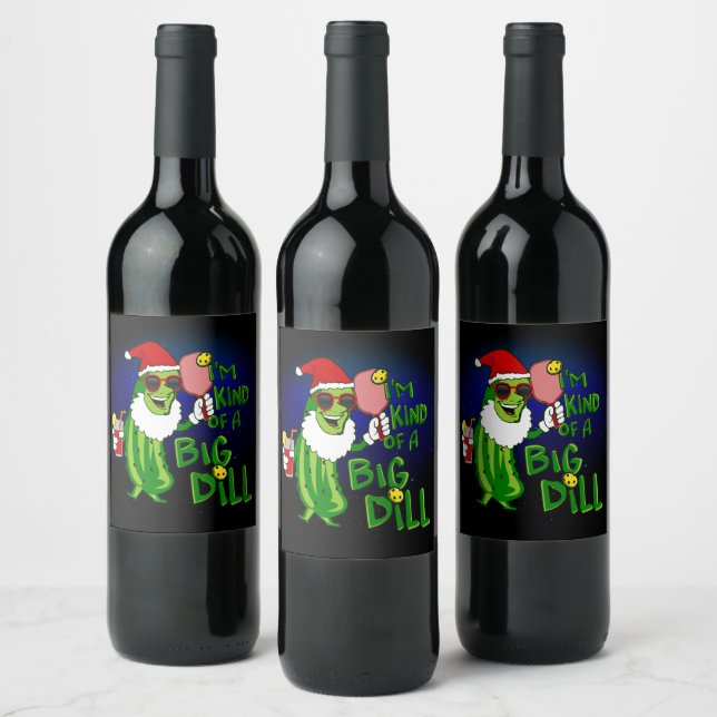 Étiquette Pour Bouteilles De Vin Pickleball Père Noël Big Dill (Bouteilles)