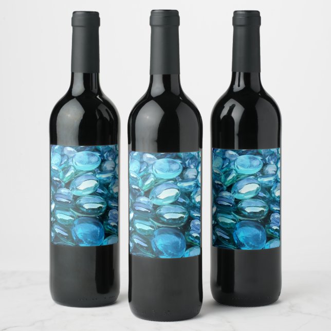 Étiquette Pour Bouteilles De Vin Pierres en verre Aqua (Bouteilles)