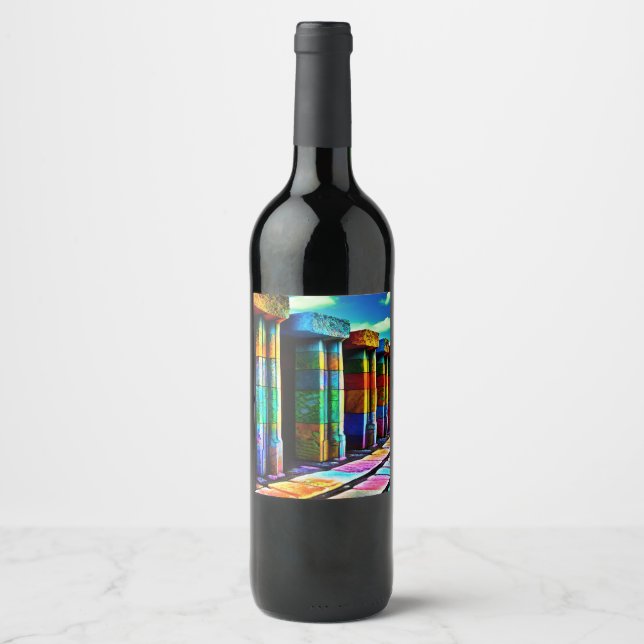 Étiquette Pour Bouteilles De Vin Pierres psychédéliques (Devant)