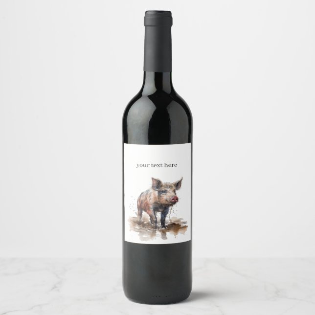 Étiquette Pour Bouteilles De Vin Piglet en jeu, personnalisation (Devant)