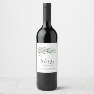 Étiquette Pour Bouteilles De Vin Pin vert moderne personnalisé Noël unique