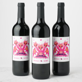 Étiquette Pour Bouteilles De Vin Pink dragon