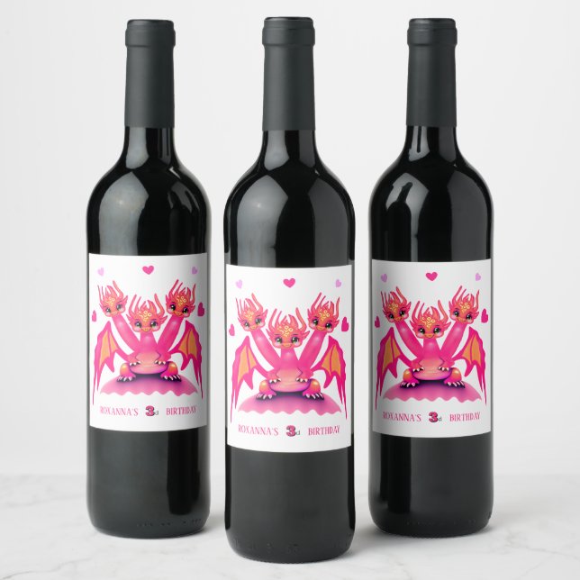 Étiquette Pour Bouteilles De Vin Pink dragon (Bouteilles)